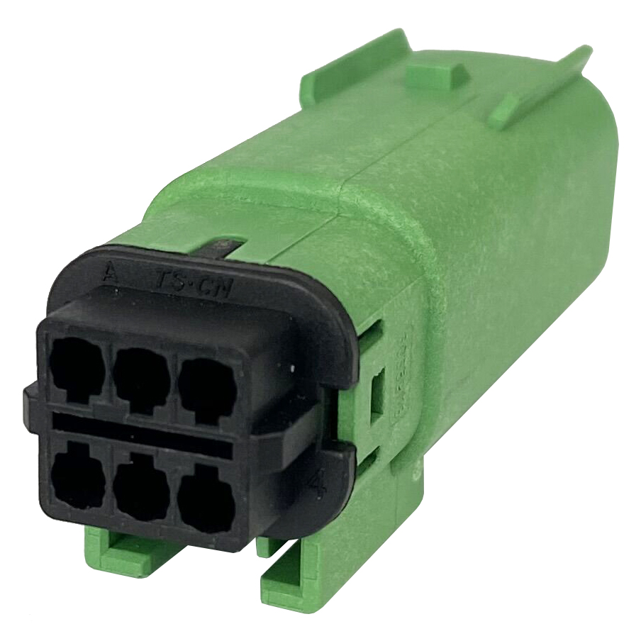 6-poliger grüner Automotive-MX150-Stecker mit mattversiegeltem Stecker, Schlüssel D 33482-3604
