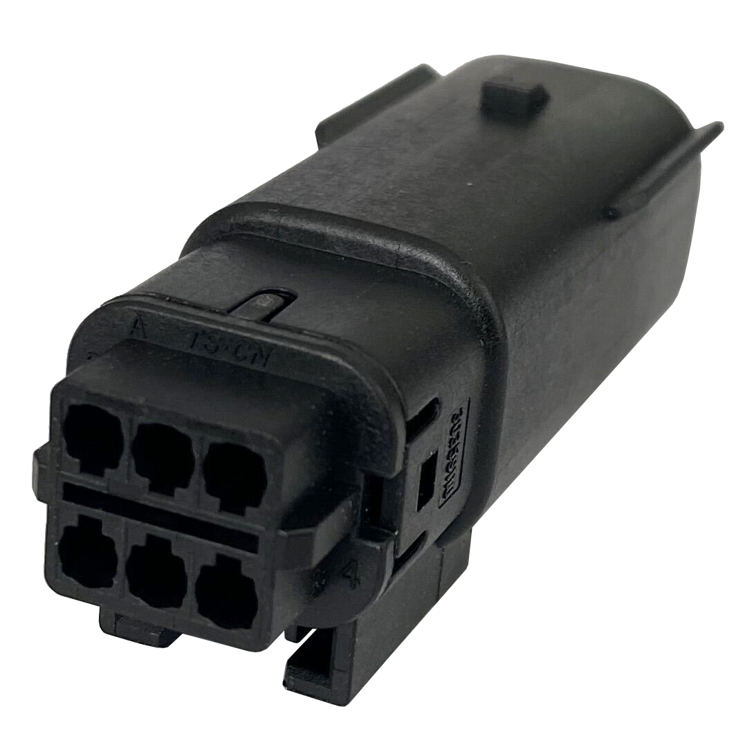 Schwarzer, 6-poliger, matt abgedichteter MX150-Kfz-Steckverbinder 33482-6201